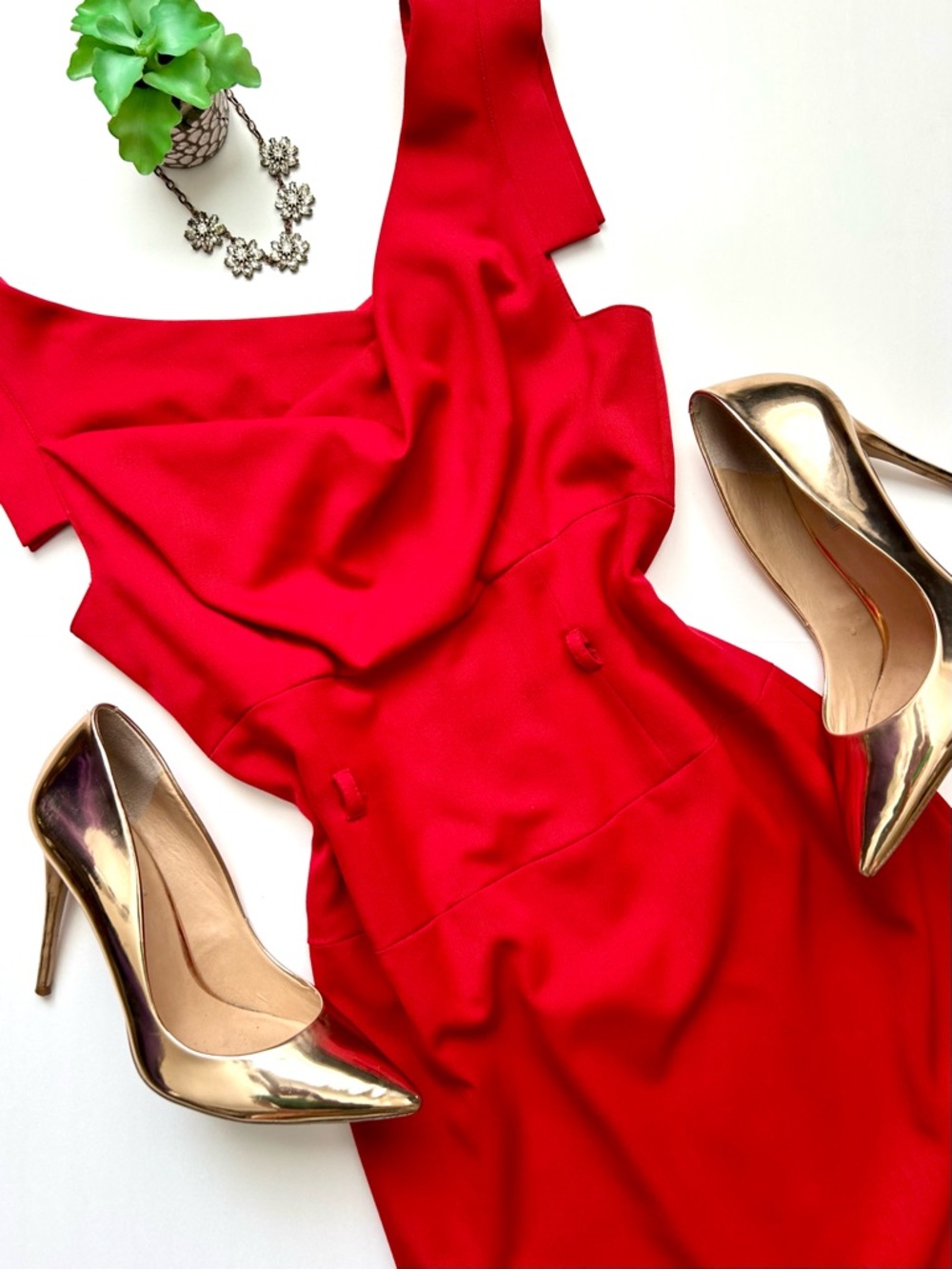 Black Halo Jackie O Belted Cocktail Sheath Dress Cherry Red Size 4 - Picture 3 of 16